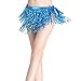 ZLTdream Women's Belly Dance Hip Scarf with Three Rows of Sequins Fringe