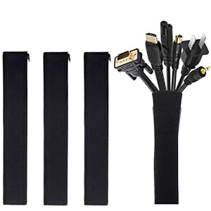 [4 Pack] JOTO Cable Management Sleeve, 19-20 Inch Cord Organizer System with Zipper for TV Computer Office Home…