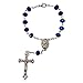 Deep Blue Crystal Beads One Decade Auto Rosary Catholic Crucifix Jerusalem Holy Soil Centerpiece