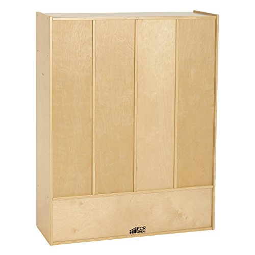 ECR4Kids Birch Streamline Classroom Locker | Hardwood Coat & Backpack Storage for Kids | 4-Section, Standard (46" H)