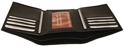 RFID Improving Lifestyles Mens Leather Wallet Trifold Black SUNRFID1105BK