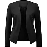 Casual Womens Blazer Jacket Long Sleeve Open Front Work Office Blazer Lapel Jacket Black