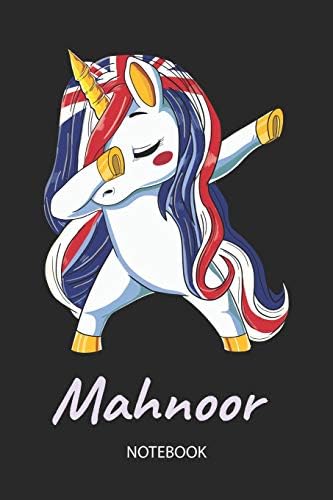 Mahnoor - Notebook: Blank Lined Personalized & Customized Name Great Britain Union Jack Flag Hair Dabbing Unicorn Notebook / Journal for Girls & ... Birthday, Christmas & Name Day Gift for Her. Paperback – June 7, 2019