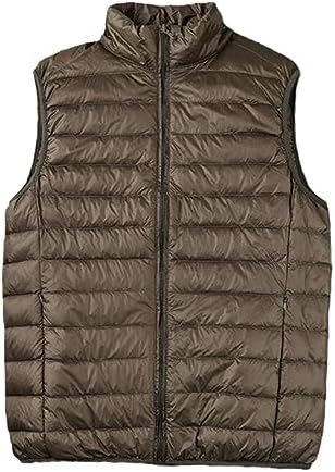 SWJGLITTR Men's Down Vest Male Collarless Lightweight Puffer Vest
