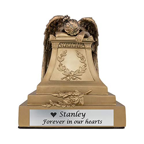Angelo Triste Polyresin Memorial Urn for Adults - Extra Large - Holds Up to 220 Cubic Inches of Ashes - Golden Bronze Cremation Urn for Ashes - Engraving Sold Separately - Thumbnail 4
