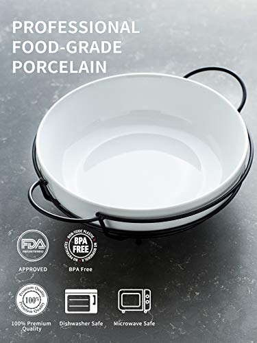 Porcelain Large Serving Bowl with Stand Creamic Serving Bowl with Fruit basket Bowl Perfect for Kitchen, Dinning Room Countertops and Table