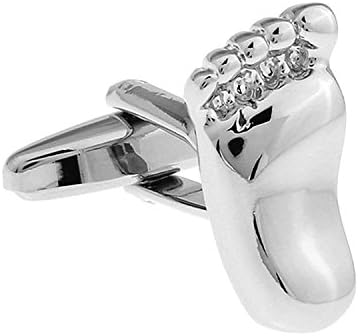 Bare Foot Cuff Links Barefoot Toes Silver Finish Baby's Feet Cufflinks