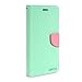 OnePlus One Case, GMYLE Wallet Case Classic for OnePlus One - Mint Green & Pink Cross Pattern PU Leather Slim Stand Case Cover