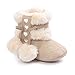 LIVEBOX Infant Toddlers Baby Girls' Soft Sole Anti-Slip Bow Mid Calf Warm Winter Pom Pom Prewalker Snow Boots With Free Gift Socks (M: 6~12 months, Beige)