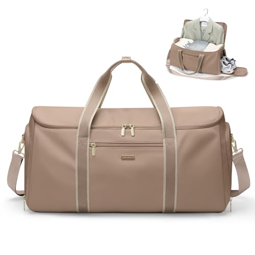 2 in 1 Convertible Travel Bag Tote Bag Women's Clothing Bag Suit Bags for Business, Travel and Sport (Champagne)