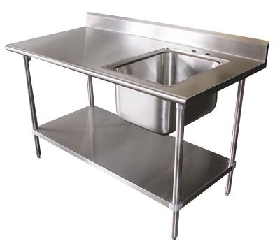 UPC 766897504778, Prep / Work Table with Sink 72” X 30” X 35”, W/5&quot; Backsplash 18 Gauge Stainless Steel Top *NSF*