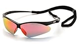 Pyramex Safety PMXTREME Eyewear, Black Frame with Cord, Ice Orange Lens