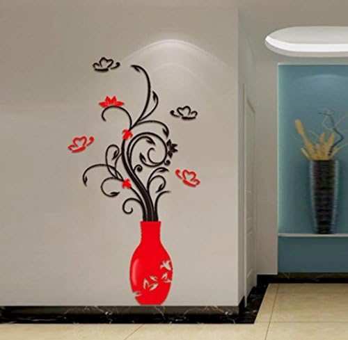 DIY 3D Acrylic Crystal Wall Stickers Living Room Bedroom TV Background Home (Red)