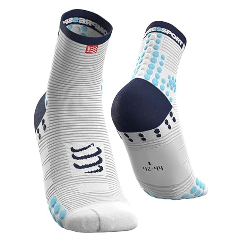 Calzini da corsa Compressport Pro v3.0 Run High Calzini da corsa unisex per adulti, Bianco/Blu, T3