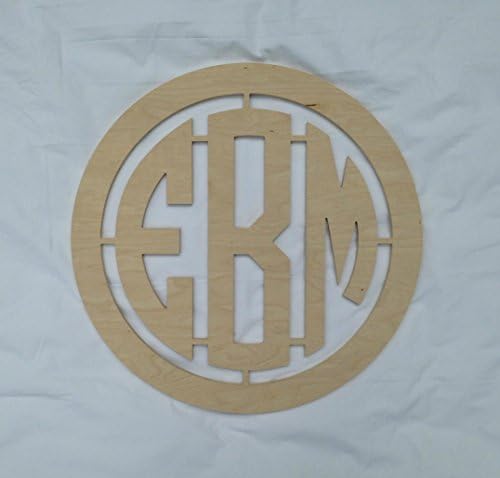 Unpainted Three Letter Wooden Connected Circle Monogram With Round Border