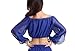ZLTdream Lady's Belly Dance Long Sleeves Chiffon Bra Top for Big Girls & Women's Rave Outfit Dark Blue