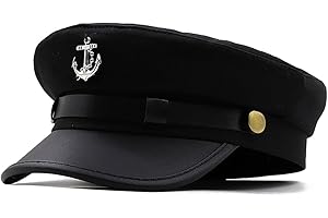 thuizen Men and Women's Yacht Party Anchor Mark Sailor Captain Newsboy Beret Peaked Flat Hat