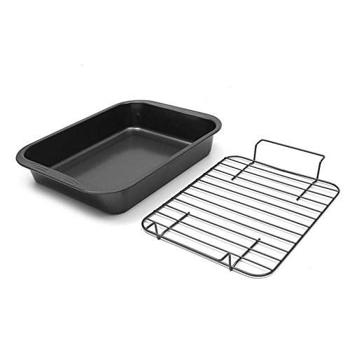 Removable Nonstick Carbon Steel Oven Roaster Turkey Cooker Pan with Rack Kitchen Baking Cooking Tools Bakeware Grill Pan