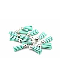 QIANHAILIZZ - Abalorio de piel sintética con borla de ante y tapa CCB para llavero, correas de teléfono móvil, abalorios de joyería