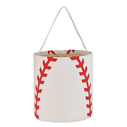 Easter Basket Cotton Easter Bunny Tote Bags Baseball Softball Design Personalized for Kids Carrying Gift and Eggs (Baseball)