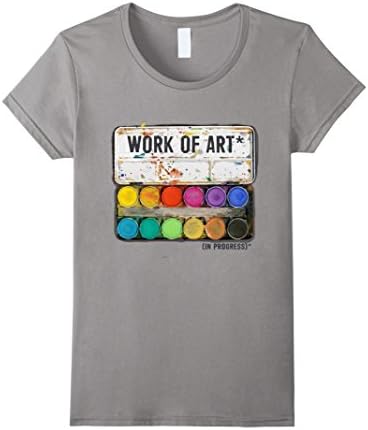 Women's "Work of Art in Progress" T shirt Tee, Perfect Artist Gift XL Slate