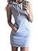 C.X Trendy Women Casual Sleeveless Cotton Sweat Hoodie Dress