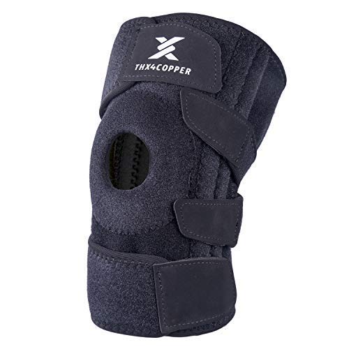 Thx4COPPER Knee Brace Support, Open Patella Side Stabilizers – for Meniscus Injuries, Swollen ACL, Tendonitis, Arthritis, Joint Pain Relief with Adjustable Compression Wrap,S-M