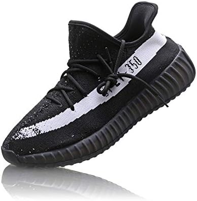 Hoposport Sports Sneakers Mens Womens Gym Tennis Knit Road Running Shoes (US_8.5/in_10.2/EU_42, Black/White)