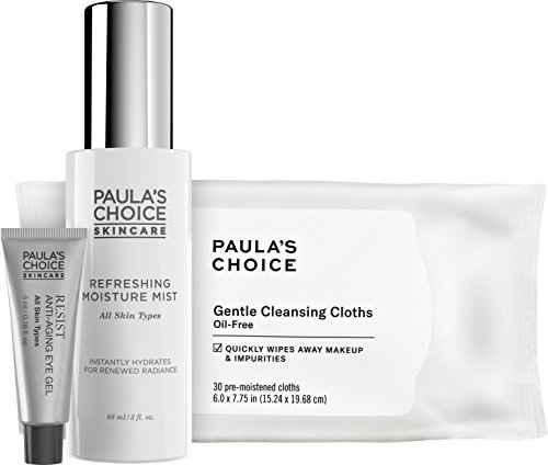 Paula's Choice Ready. Set. Refresh. Travel Essential Trio, Includes RESIST Anti-Aging Eye Gel, Refreshing Moisture Mist Facial Spray & Gentle Facial Spray & Gentle Cleansing Cloths, For All Skin Types