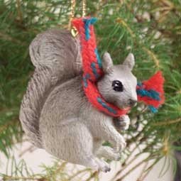 Squirrel Tiny Miniature One Christmas Ornament Gray - Delightful!