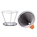 Firlar Pour Over Coffee Filter Fine Grade 304 Stainless Steel Double Mesh Paperless Coffee Dripper Reusable Coffee Maker with Separate Stand Rubber Grip
