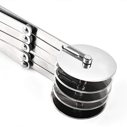 Dough Divider 5 Wheel Pastry Cutter, Wosoova Stainless Steel Expandable Pizza Slicer Knife, Multi-Wheel Baking Cutter Roller for Brownies, Cookies, Cake, Pasta Dough - Thumbnail 2
