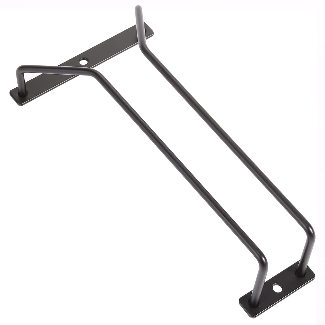 Dianoo Black Metal Wine Glass Rack, Under Cabinet Stemware Holder, 22.5CM, 1 Row, Holds 2 Glasses, Restaurant, Bar, Kitchen, Dining Table