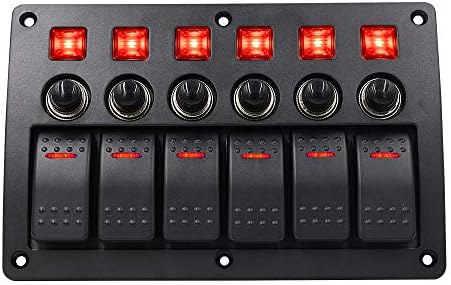 SixDu Waterproof 3PIN 6 Gang Rocker Switch Panel 12V/24V Circuit Breaker LED Rocker Indicator for RV Car Marine Boat