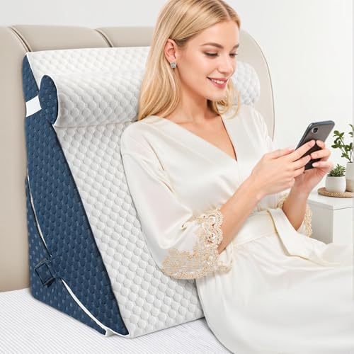 Bed Wedge Pillow for Sleeping, Adjustable 7 &12 Inch Foam Wedge Pillow for Post Surgery, Elevated Triangle Pillow for Acid Reflux, Back Pain Relief, Leg Support，3pack