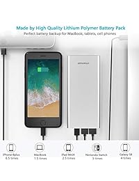 USB C Power Bank PD fuente de alimentación portátil cargador con 3 Puerto de salida para ultra thinbook, iPhone X 8 y otros carga rápida equipment silver, Plateado