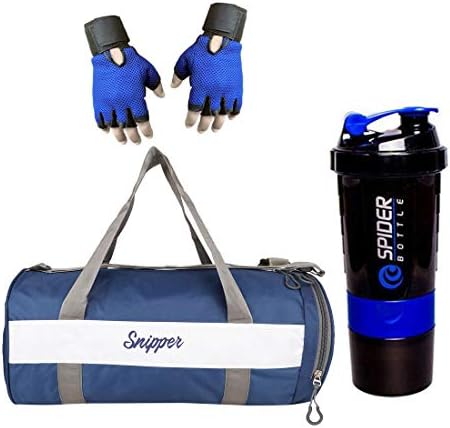 Snipper New Stylish Sports Combo of Shoe Compartment (Blue) Gloves (Blue) Spider Shaker (Blue) Gym/Fitness Kit/Combo/Gym Accessories/Gym Kit/for Men and Women