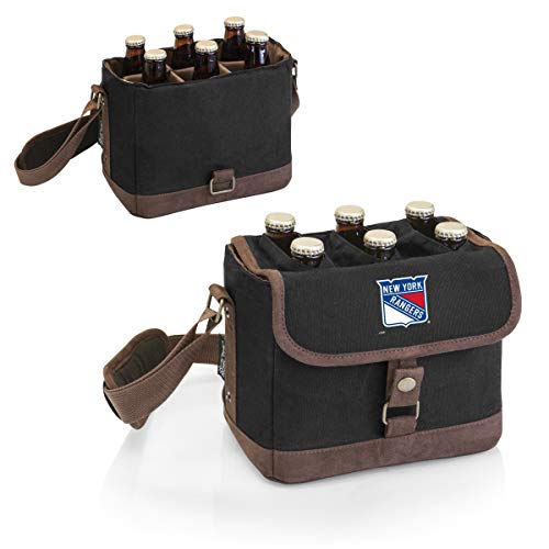 PICNIC TIME NHL New York Rangers 6-Bottle Insulated Beer Caddy with Integrated Bottle Opener, Black