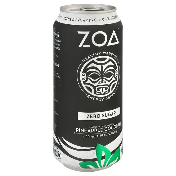 ZOA, ENERGY DRINK, ZERO SUGAR, PINEAPPLE COCONUT, 16 OUNCE