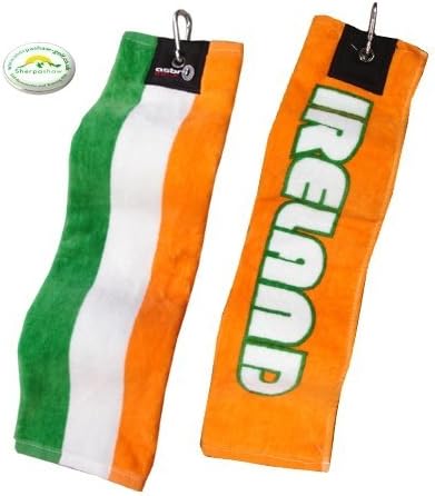 Trifold Golf Towel in Ireland Flag with Free Sherpashaw Ball Marker, Ireland
