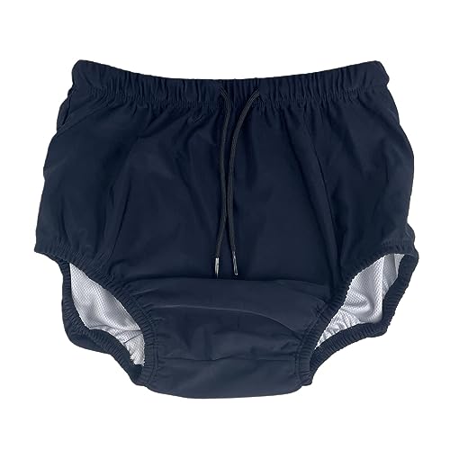 AQX Reusable Adult Swim Diapers Special Needs, Washable Cloth Diapers Leakproof, Swimmers Nappy Trunks Pull Ups for Incontinence Protection Unisex (XL, Blue)