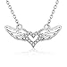 925 Sterling Silver Angel Wings Heart Pendant Necklace 18