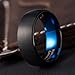 TUSEN JEWELRY 8mm Wedding Band Dark Blue Polished and Black Dome Brushed Finish Comfort Fit Tungsten Ring