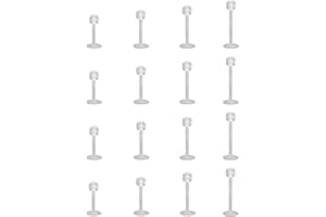 6ixGosh Clear Stud Earrings for Sports Work Surgery, Bioflex Plastic Clear Cartilage Earring Retainer, Ashley Vertical Labret