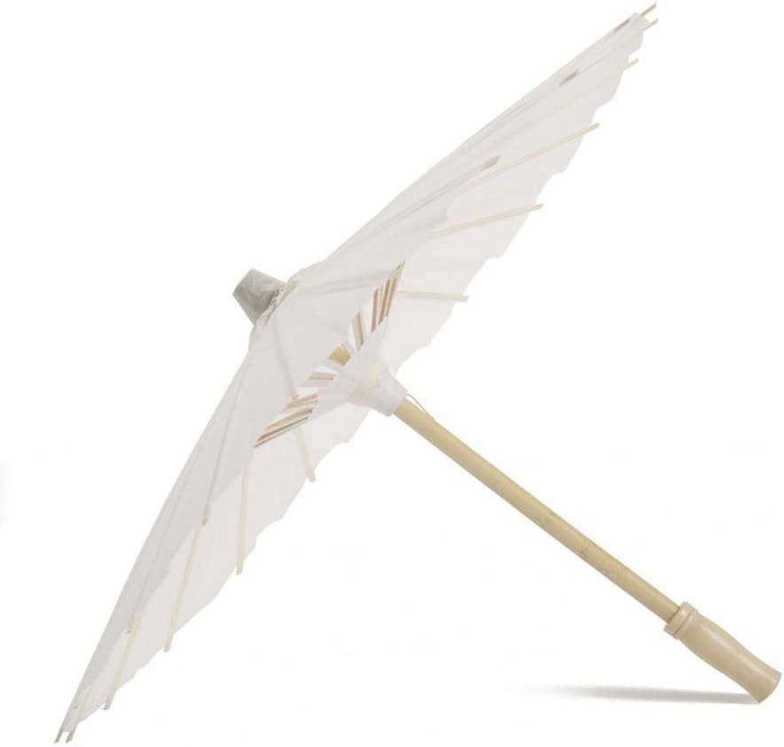 DSDY DIY Paper Umbrella, Paper Parasol DIY Hand Painting Decorative Paper Umbrella White Handmade Blank Chinese Oil Paper Umbrella with Bamboo Hand