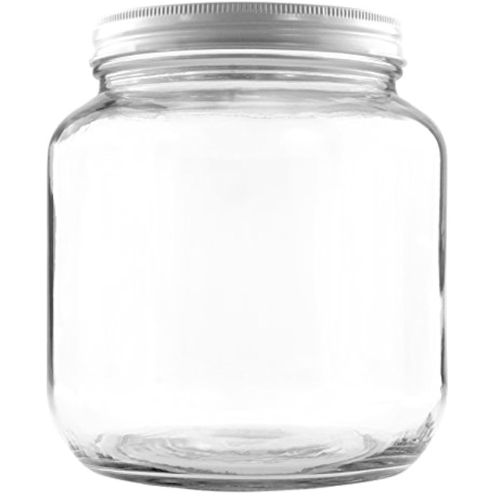 64oz Clear Widemouth Glass Jar, BPA Free Food Grade W/White Metal Lid