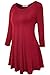 JollieLovin Womens 3/4 Sleeve Loose Fit Swing Tunic Tops Basic T Shirt(1X,Wine Red)