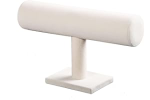 Coward T-Bar Bracelet Holder Organizer Jewelry Display Scrunchie Hair Ties Watch Stand for Home Organization Storage or Store Show Sell (Beige Velvet)