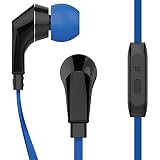 NoiseHush NX80 Earphones Premium Bass Stereo Headphones In-Ear with Tangle Free Cable Inline Microphone Earbuds - Blue/Black