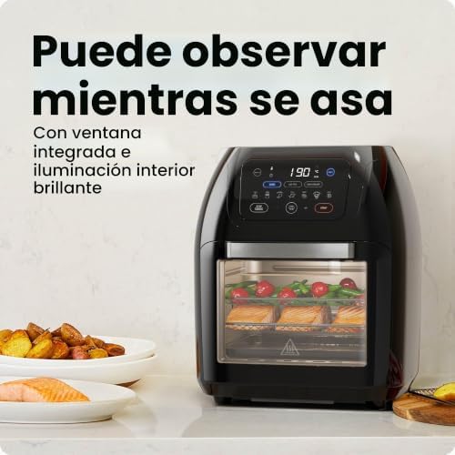 Multifunctional Digital Air Fryer+ Rotisserie, Dehydrator, Convection Oven, 17 Touch Screen Presets Fry, Roast, Dehydrate, Bake, XL 10L Family Size, Auto Shutoff, Large Easy-View Window, Black